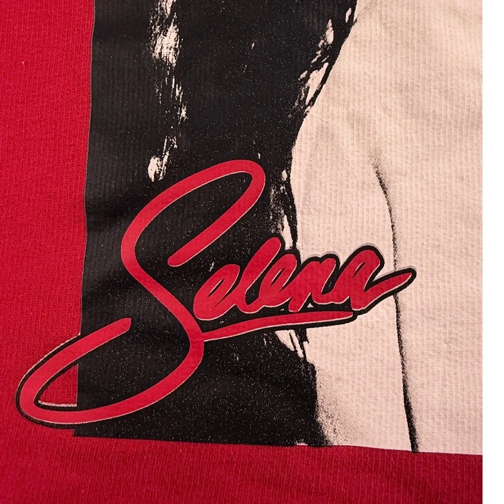 Selena Quintanilla Official Red Quarter Zip‎ Cropped Hoodie Graphic Back Large